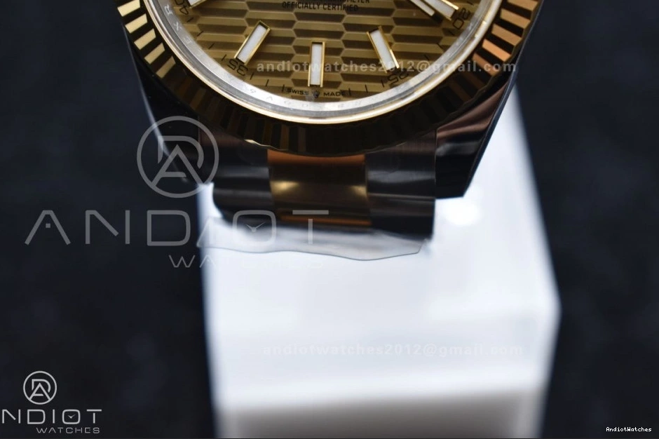 Oyster on YG Textured DateJust 41 Steel Best Sleek 1:1 SS YG Bracelet Clean Dial Edition 904L 126333 608 VR 0513